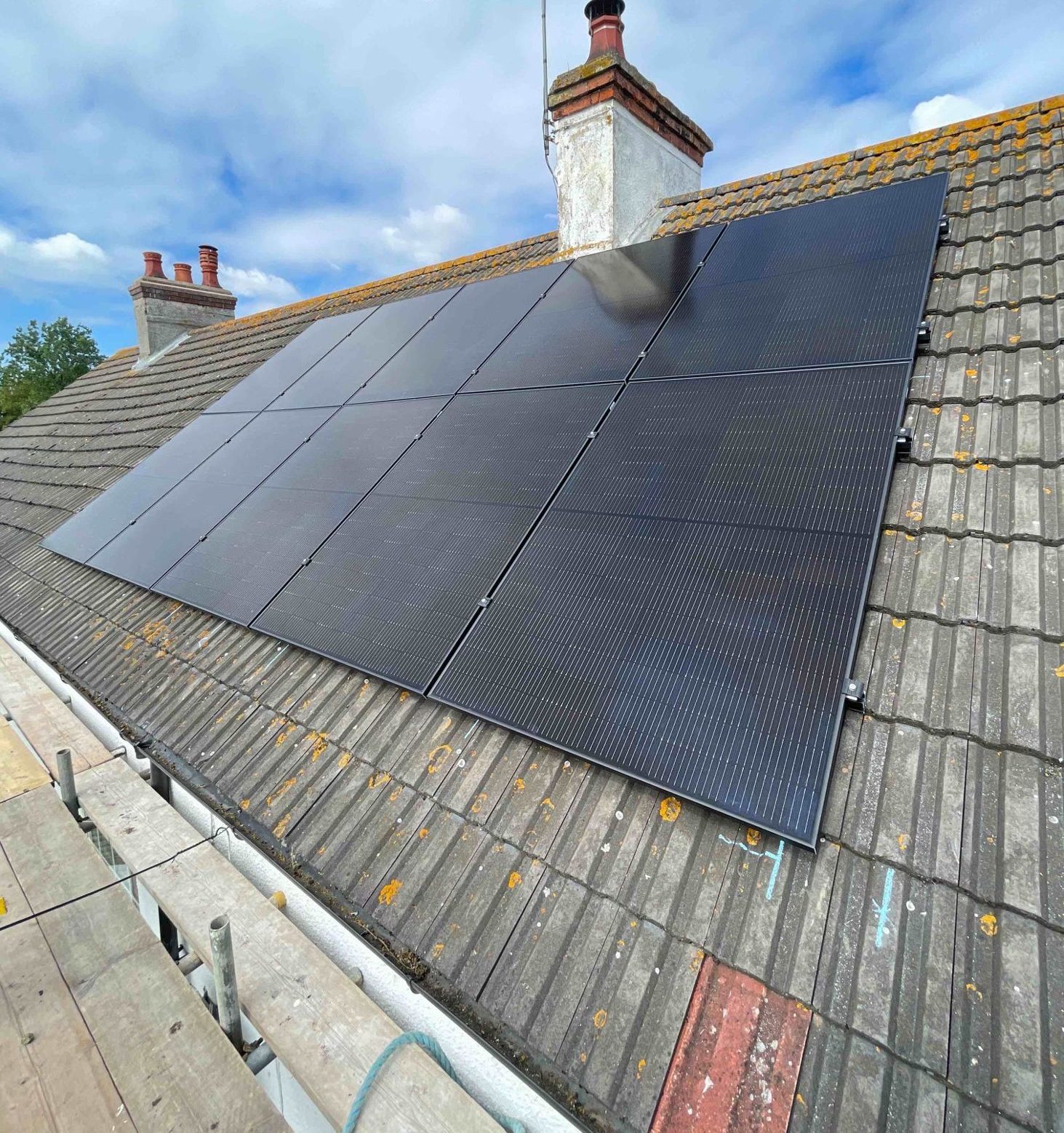 Solar PV array on a pitched tiled roof