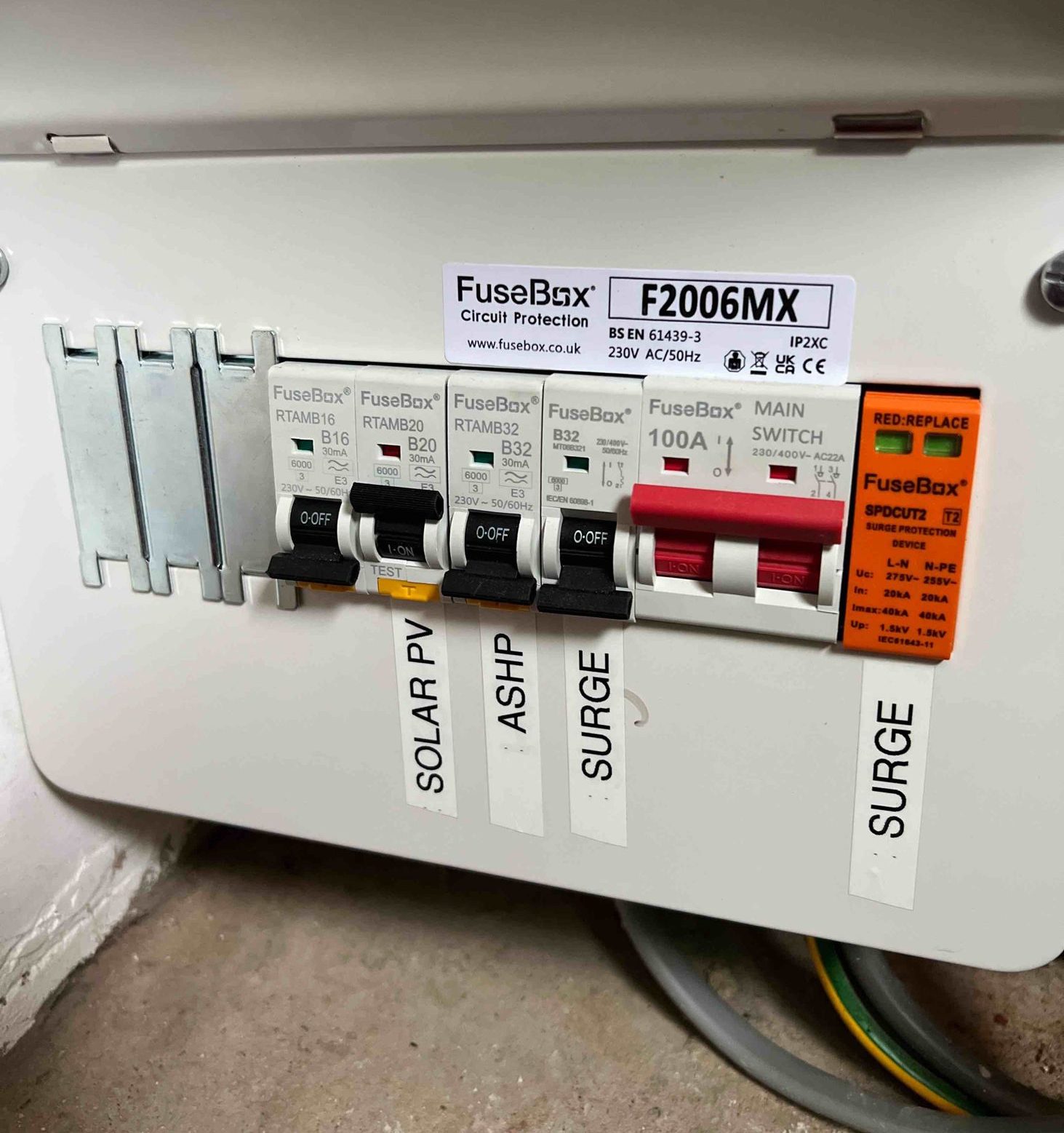 Consumer unit with solar PV and battery circuits