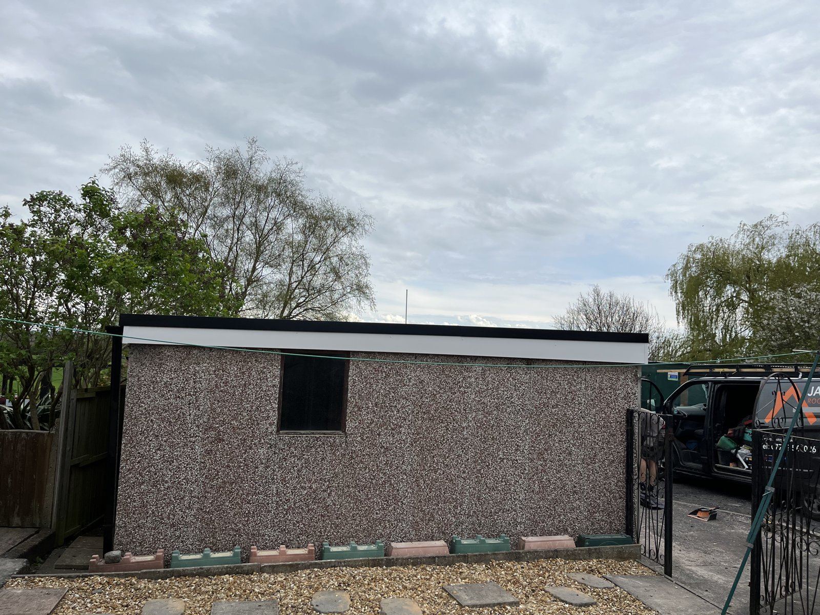 New EPDM rubber flat roof on a garage