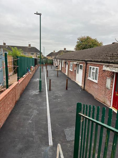 Tarmac path and pedestrian access resurfacing for a council housing scheme