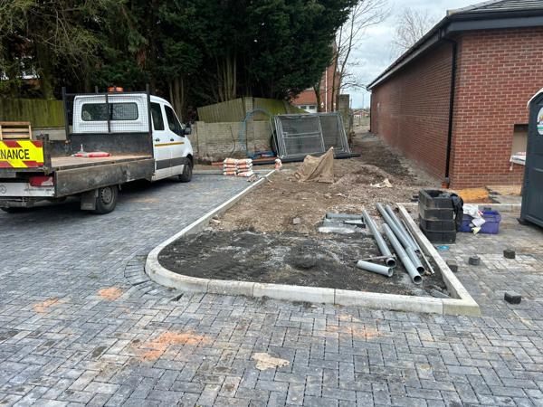 Block paving and kerbing to a commercial site