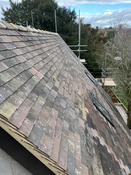 Completed clay plain tile roof slope – Staff4dshire Roofing Specialists