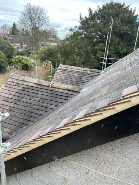 New clay tile roofs with scaffold access