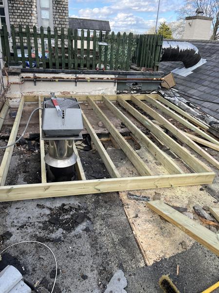 New flat roof timber joists and firrings – Staff4dshire Roofing Specialists