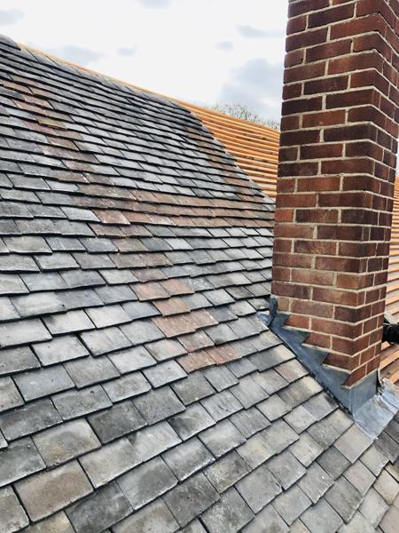 Slate roof with chimney flashing – Staff4dshire Roofing Specialists