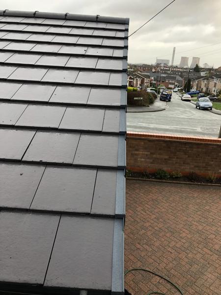 Completed slate-effect tile roof – Staff4dshire Roofing Specialists