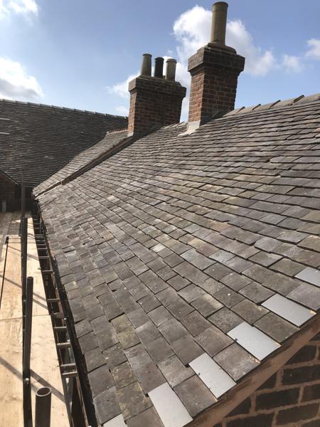 Re-roof with lead valleys and chimney flashings – Staff4dshire Roofing Specialists