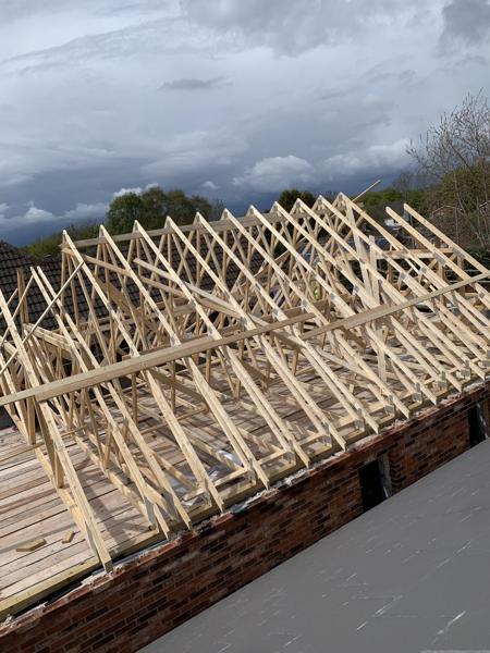 New roof trusses on a new build – Staff4dshire Roofing Specialists