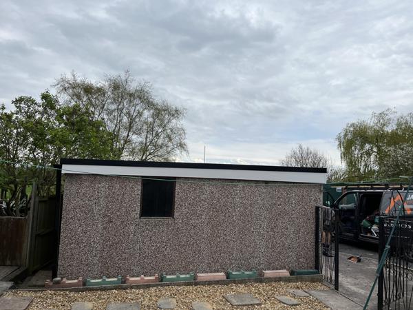 New EPDM rubber flat roof on a garage
